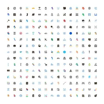 Big collection of modern flat line icons 库存插图