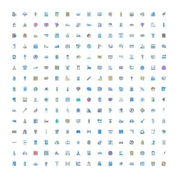 Big collection of modern outline flat design icons Stockillustratie