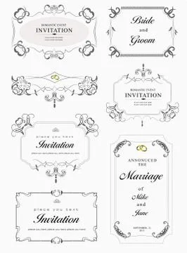 Big collection of ornate vector frames and ornaments with sample text. Perfec Stock Illustration