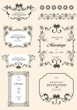 Big collection of ornate vector frames and ornaments with sample text. Perfec Stock Illustration