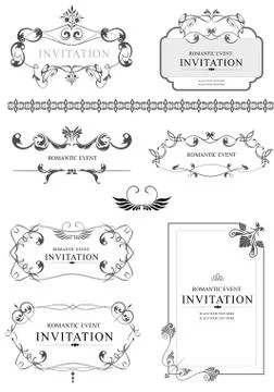 Big collection of ornate vector frames and ornaments with sample text. Perfec Stock Illustration