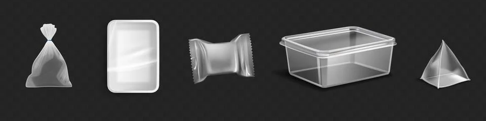 Big Collection Of Polypropylene Plastic Packaging On Transparent Background Stock Illustration