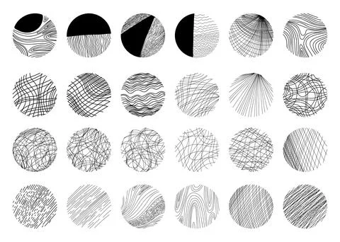 Big collection of round linear abstract backgrounds or patterns. Vector ill.. Stock Illustration
