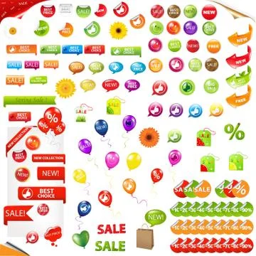 Big collection of sale elements Stock Illustration