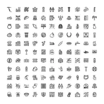 Big collection of various outline web icons 스톡 일러스트