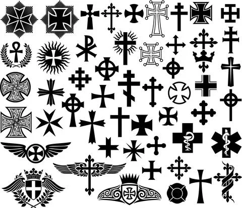 Big collection of various types of vector crosses Stock Illustration