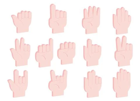 Big collection of vector isometric hand gestures Stock Illustration