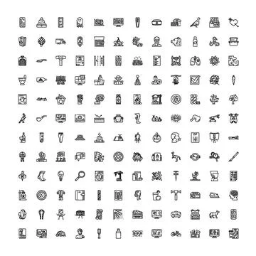 Big collection vector line icons miscellaneous objects Stock Illustration