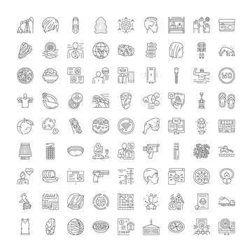 Big collection vector line icons symbols Stock Illustration
