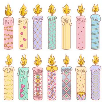 Big color long candle vector set Stock Illustration