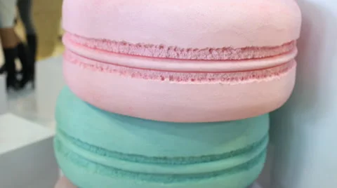 Big color macaroons standing on the floor Stock Footage 61034718