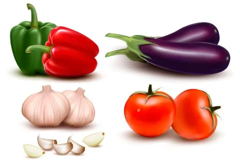 The big colorful group of vegetables. vector Stock Illustration