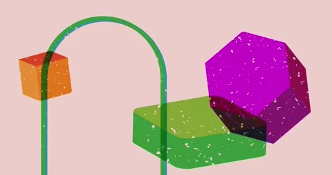 Big colorful Risograph Geometry style video Stock Footage 302947503