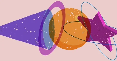 Big colorful Risograph Geometry style Stock Footage 302947508