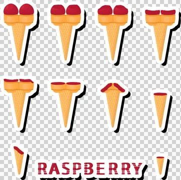 Big colorful set different forms natural dessert ice cream of consisting va.. Stock Illustration