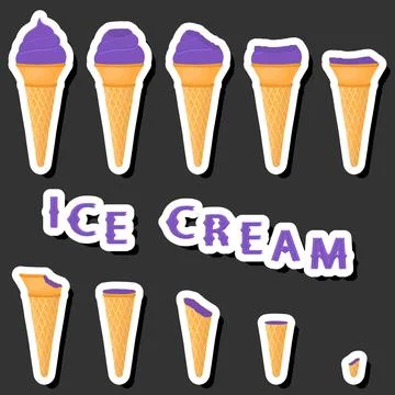 Big colorful set different forms natural dessert ice cream of consisting va.. Ilustración de archivo