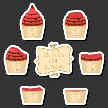 Big colorful set different forms natural dessert ice cream of consisting va.. Ilustración de archivo