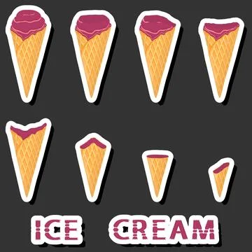 Big colorful set different forms natural dessert ice cream of consisting va.. Ilustración de archivo