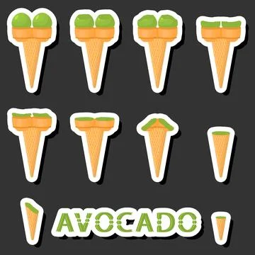 Big colorful set different forms natural dessert ice cream of consisting va.. Ilustración de archivo