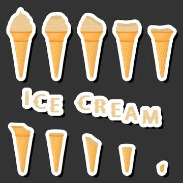 Big colorful set different forms natural dessert ice cream of consisting va.. Ilustración de archivo