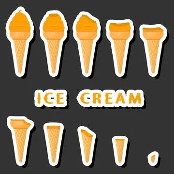 Big colorful set different forms natural dessert ice cream of consisting va.. Ilustración de archivo