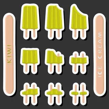 Big colorful set different forms natural dessert ice cream of consisting va.. Ilustración de archivo