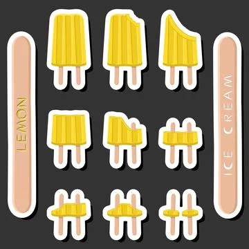 Big colorful set different forms natural dessert ice cream of consisting va.. Ilustración de archivo