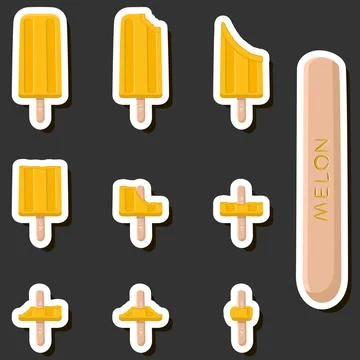 Big colorful set different forms natural dessert ice cream of consisting va.. Ilustración de archivo