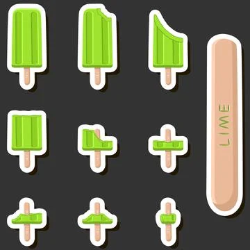 Big colorful set different forms natural dessert ice cream of consisting va.. Ilustración de archivo