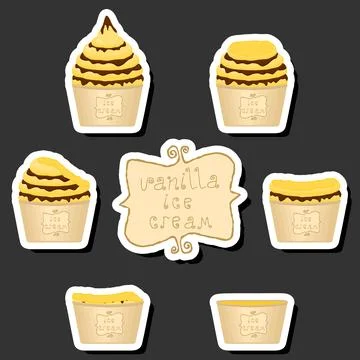 Big colorful set different forms natural dessert ice cream of consisting va.. Ilustración de archivo