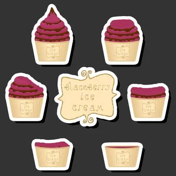 Big colorful set different forms natural dessert ice cream of consisting va.. Ilustración de archivo