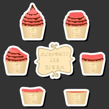 Big colorful set different forms natural dessert ice cream of consisting va.. Ilustración de archivo