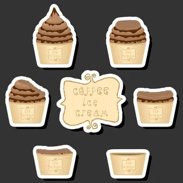 Big colorful set different forms natural dessert ice cream of consisting va.. Ilustración de archivo