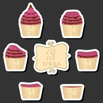 Big colorful set different forms natural dessert ice cream of consisting va.. Ilustración de archivo