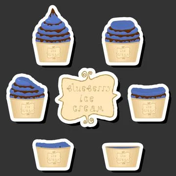 Big colorful set different forms natural dessert ice cream of consisting va.. Ilustración de archivo