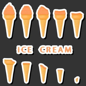 Big colorful set different forms natural dessert ice cream of consisting va.. Ilustración de archivo