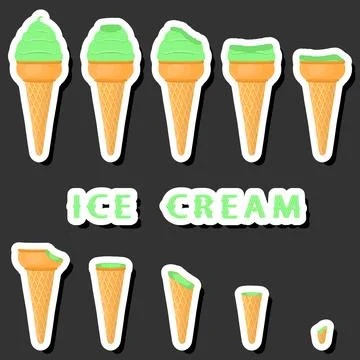 Big colorful set different forms natural dessert ice cream of consisting va.. Ilustración de archivo