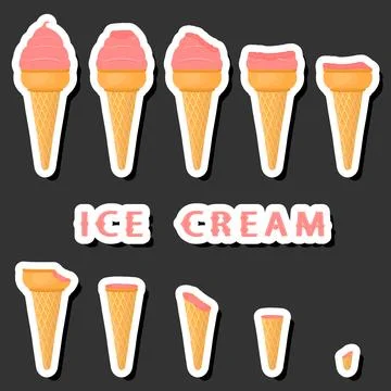 Big colorful set different forms natural dessert ice cream of consisting va.. Ilustración de archivo