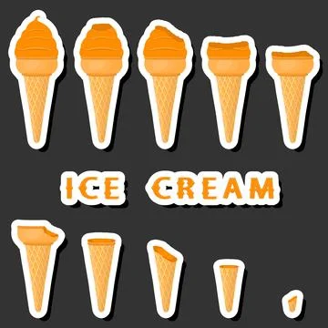 Big colorful set different forms natural dessert ice cream of consisting va.. Stock Illustration