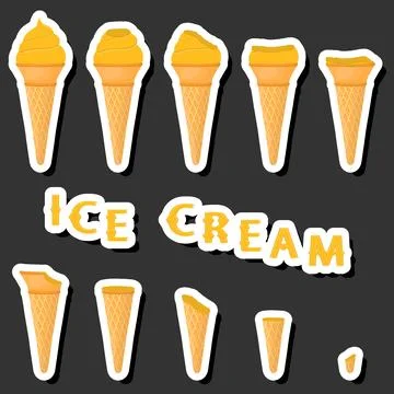 Big colorful set different forms natural dessert ice cream of consisting va.. Ilustración de archivo