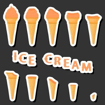 Big colorful set different forms natural dessert ice cream of consisting va.. Ilustración de archivo