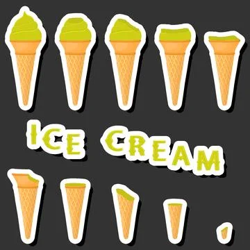 Big colorful set different forms natural dessert ice cream of consisting va.. Stock Illustration
