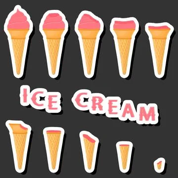Big colorful set different forms natural dessert ice cream of consisting va.. Ilustración de archivo