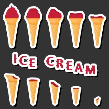 Big colorful set different forms natural dessert ice cream of consisting va.. Ilustración de archivo