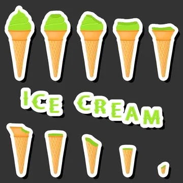 Big colorful set different forms natural dessert ice cream of consisting va.. Ilustración de archivo