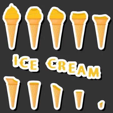 Big colorful set different forms natural dessert ice cream of consisting va.. Ilustración de archivo