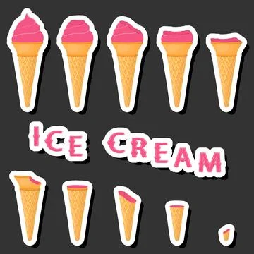 Big colorful set different forms natural dessert ice cream of consisting va.. Ilustración de archivo