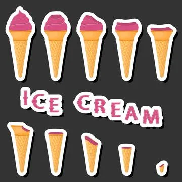 Big colorful set different forms natural dessert ice cream of consisting va.. Ilustración de archivo