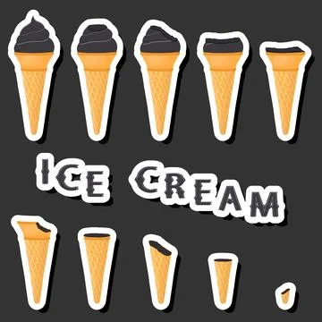 Big colorful set different forms natural dessert ice cream of consisting va.. Ilustración de archivo