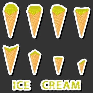 Big colorful set different forms natural dessert ice cream of consisting va.. Ilustración de archivo